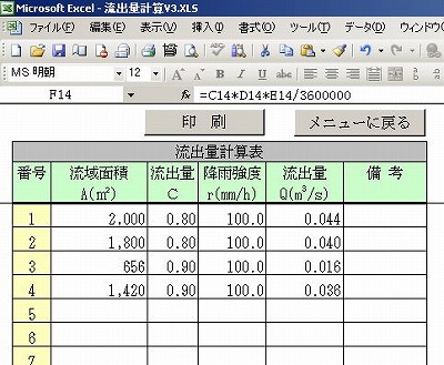 流出量の計算